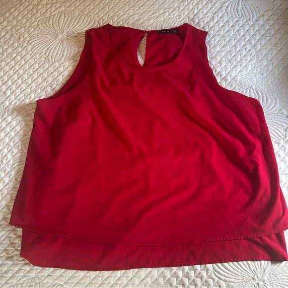 APT. 9 Red Sleeveless Blouse | Plus Size 2X | Layered Hem | Work to Weekend - Picture 2 of 8